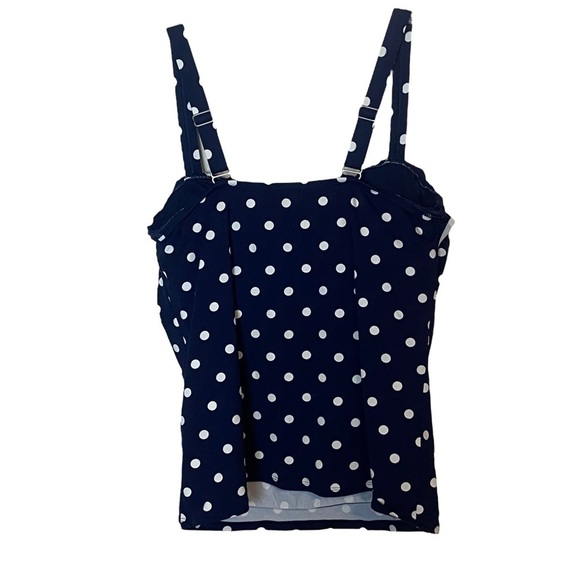 Lands End polka dot ruffle tankini top blue size 10 D - Picture 3 of 7